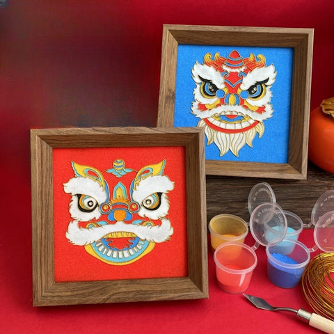 Chinese Cloisonne Art Kit Lion Dance Head Cloisonné Kit Cloisonne Painting DIY Art Kit