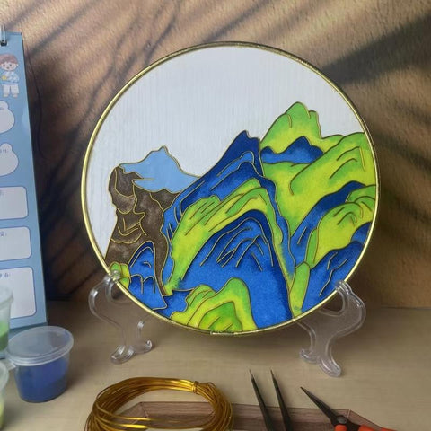 Cloisonne Painting DIY Art Kit Chinese A Thousand Li of Rivers And Mountains Painting Cloisonne Kit Chinese Cloisonne Art Kit