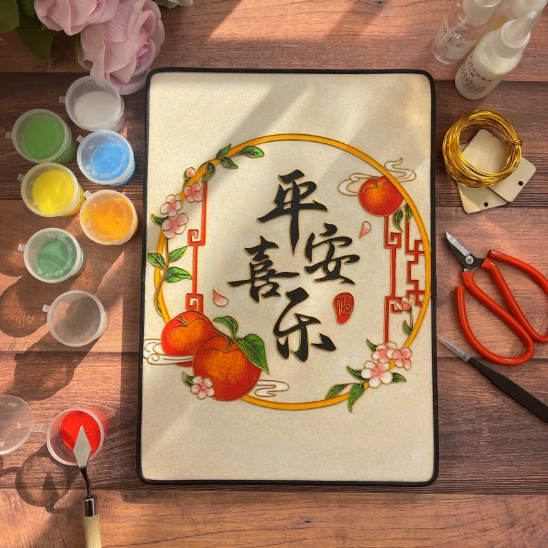 Cloisonne Painting DIY Art Kit Lunar New Year Greetings Cloisonne Kit Chinese Cloisonne Art Kit