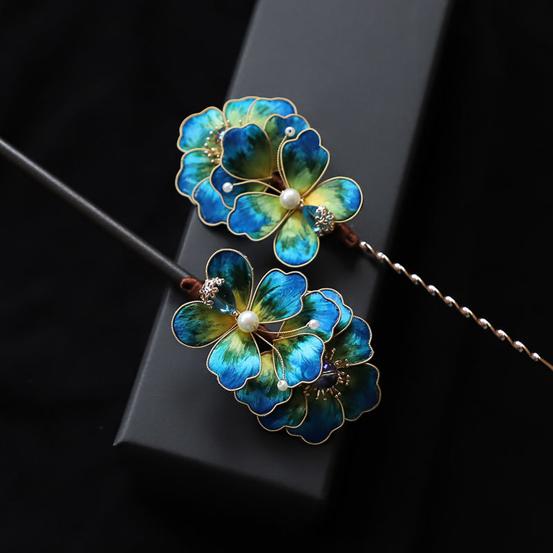 sticks for hair​ Chinese Jewelry Rong Hua Flower Hair Pin Stick