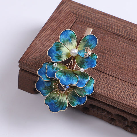 Blue Flower Alligator Hair Clips 