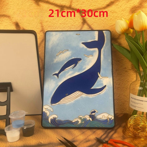 Cloisonné Painting DIY Art Kit Dreamy Whales Cloisonné Kit Chinese Cloisonné Art Kit