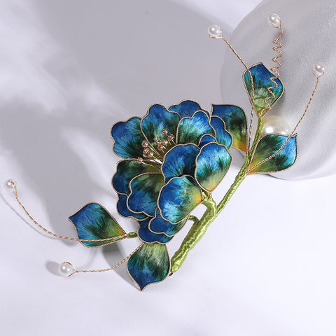 Ronghua Flower Pins Chinese Jewelry Blue Flower Brooch Pin Chinese Accessories 