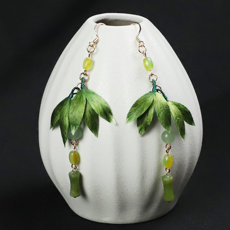 Bamboo Leaves Dangle Earings Chinese Dangle Earrings Rong Hua Dangly Earrings Chinese Accessories - Mulan Legacy