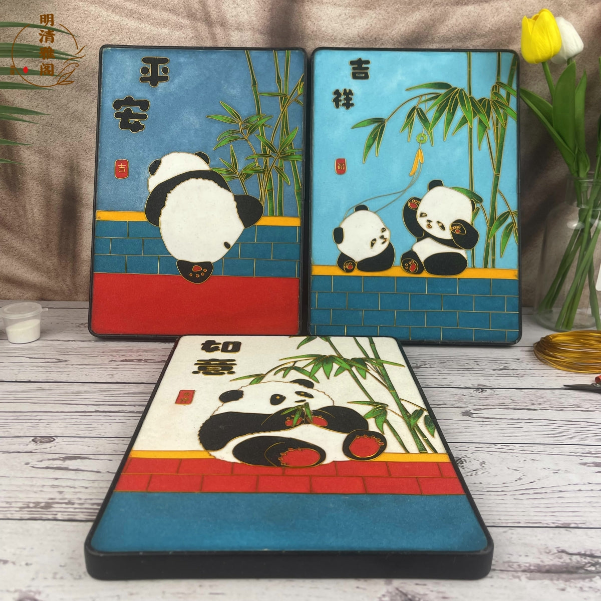 panda wall art Cloisonne Painting DIY Art Kit Panda Wallet Art Cloisonné Kit Chinese Cloisonné Art Kit