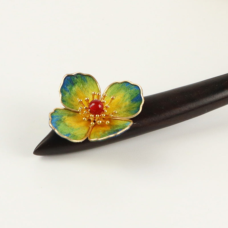 Flower Wooden Hair Pin Chinese Hair Chopsticks 