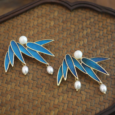 kingfisher jewelry​ Tian-Tsui Chinese Brooch Pin Kit DIY Tian Tsui Peacock Feather Craft Bamboo Leaves Feather Crafting