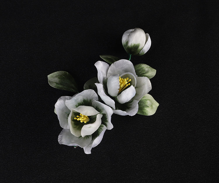 Ronghua Flower Lapel Pins silk flower brooch Green Flower Lapel Flower Holding Pin Chinese Accessories - Mulan Legacy