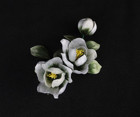 Ronghua Flower Lapel Pins silk flower brooch Green Flower Lapel Flower Holding Pin Chinese Accessories - Mulan Legacy