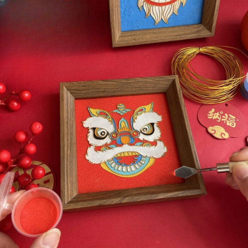 Chinese Cloisonne Art Kit lion dance lion head Cloisonné Kit Cloisonne Painting DIY Art Kit
