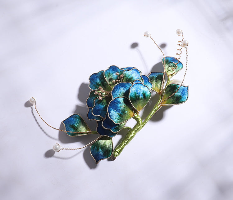 Ronghua Flower Pins Chinese Jewelry Blue Flower Brooch Pin Chinese Accessories 