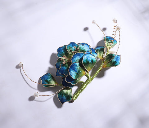 Ronghua Flower Pins Chinese Jewelry Blue Flower Brooch Pin Chinese Accessories 