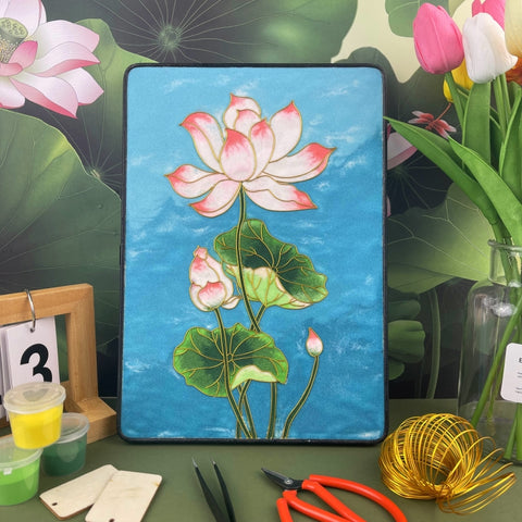 painting a lotus flower​ Cloisonné Painting DIY Art Kit Lotus Flower Artwork Cloisonné Kit Lotus Art Chinese Cloisonné Art Kit 