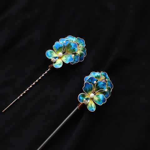 flower hair stick​ Chinese Jewelry Rong Hua Flower Hair Pin Stick