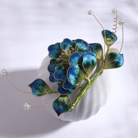 Ronghua Flower Pins Chinese Jewelry Blue Flower Brooch Pin Chinese Accessories 