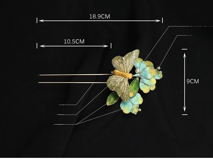 Ronghua Flower French Hair Pins Chinese Jewelry Blue Flower French Pins for Hair Chinese Hair Accessories