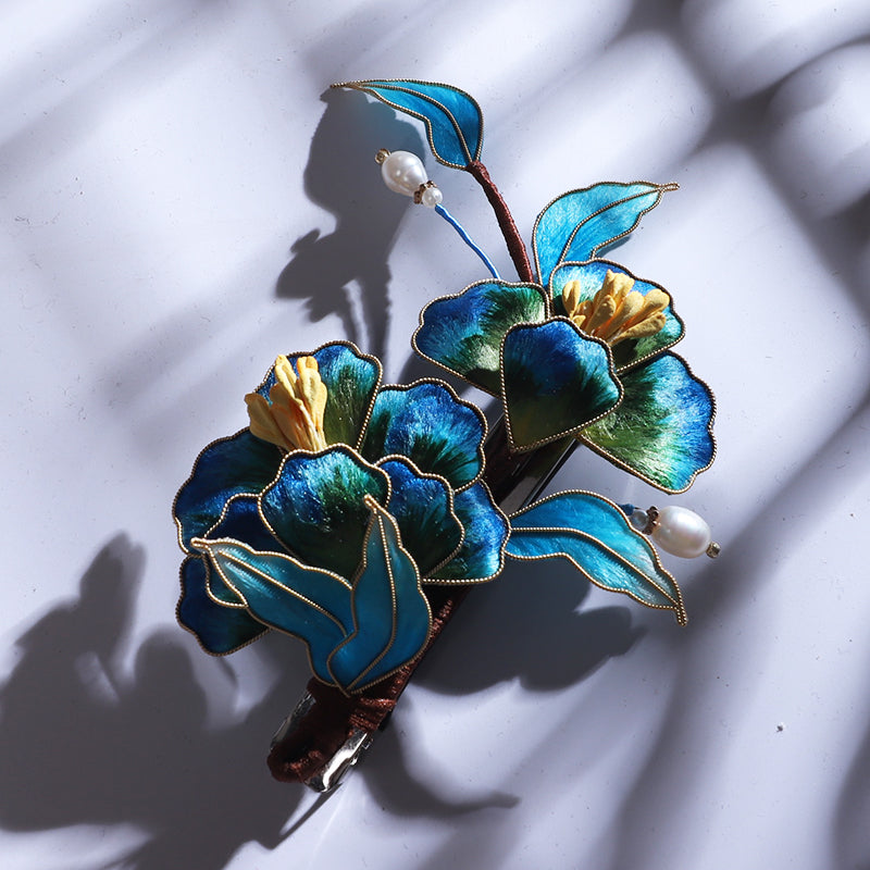 Chinese Jewelry Ronghua Flower French Hair Barrettes 