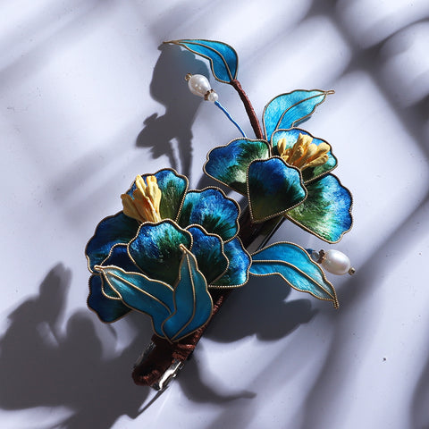 Chinese Jewelry Ronghua Flower French Hair Barrettes 
