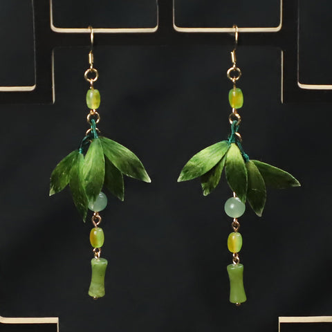 Bamboo Leaves Dangle Earings Chinese Dangle Earrings 
