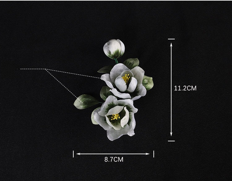vintage floral brooches​ Chinese Jewelry Green Flower Lapel Flower Holding Pin Chinese Accessories - Mulan Legacy