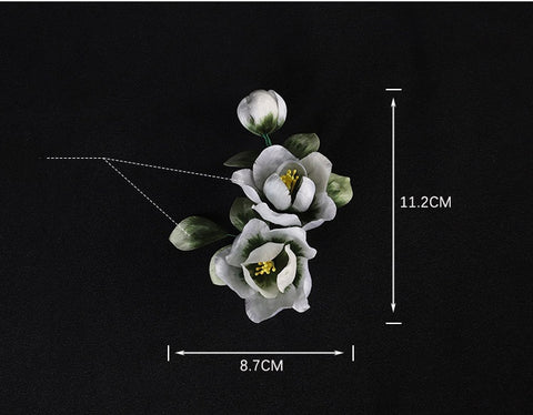 vintage floral brooches​ Chinese Jewelry Green Flower Lapel Flower Holding Pin Chinese Accessories - Mulan Legacy