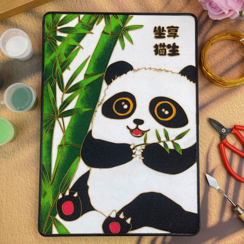 panda art​ Cloisonne Painting DIY Art Kit Panda Painting Panda Artwork Cloisonné Kit Chinese Cloisonné Art Kit