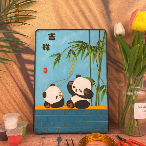 cute panda art​ Cloisonne Painting DIY Art Kit Panda Wallet Art Cloisonné Kit Chinese Cloisonné Art Kit