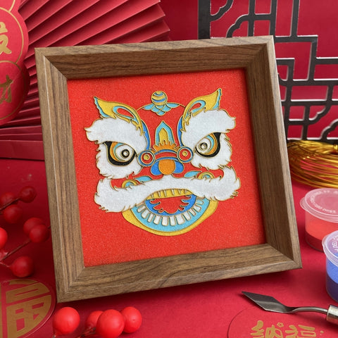 Chinese Cloisonne Art Kit Lion Dance Head Cloisonné Kit Cloisonne Painting DIY Art Kit