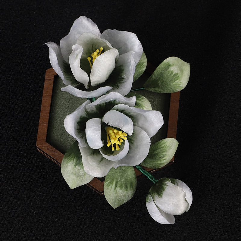 Green Flower Lapel Flower Holding Pin Chinese Accessories - Mulan Legacy