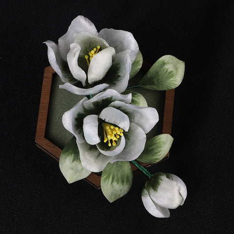 Green Flower Lapel Flower Holding Pin Chinese Accessories - Mulan Legacy