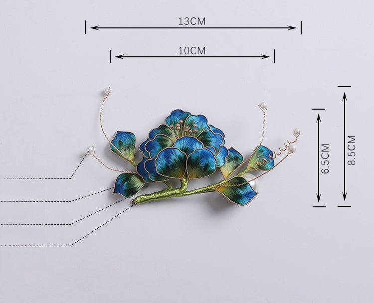 Ronghua Flower Pins Chinese Jewelry Blue Flower Brooch Pin Chinese Accessories 