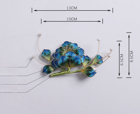 Ronghua Flower Pins Chinese Jewelry Blue Flower Brooch Pin Chinese Accessories 