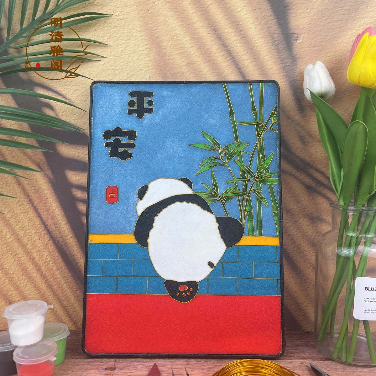 panda bear wall art​ Cloisonne Painting DIY Art Kit Panda Wallet Art Cloisonné Kit Chinese Cloisonné Art Kit