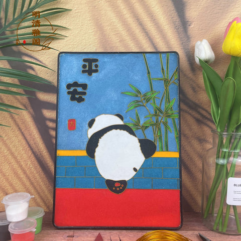 panda bear wall art​ Cloisonne Painting DIY Art Kit Panda Wallet Art Cloisonné Kit Chinese Cloisonné Art Kit