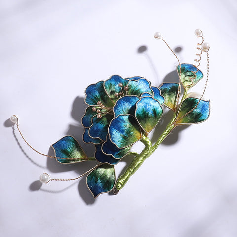 Ronghua Flower Pins Chinese Jewelry Blue Flower Brooch Pin Chinese Accessories 
