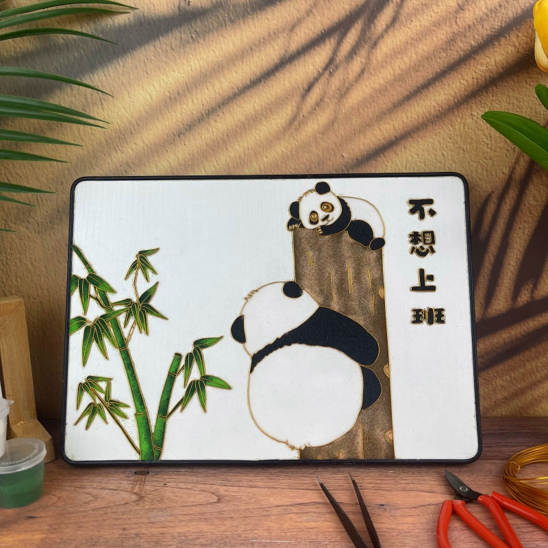 cute pand art​ Cloisonne Painting DIY Art Kit Panda Painting Panda Artwork Cloisonné Kit Chinese Cloisonné Art Kit