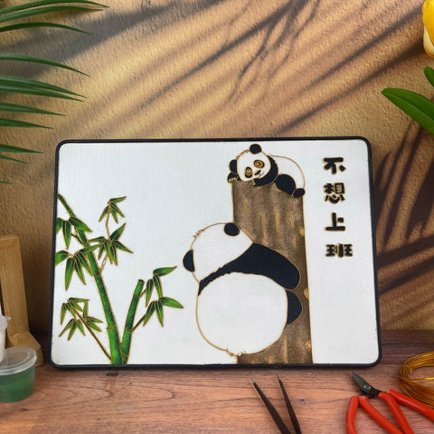 cute pand art​ Cloisonne Painting DIY Art Kit Panda Painting Panda Artwork Cloisonné Kit Chinese Cloisonné Art Kit