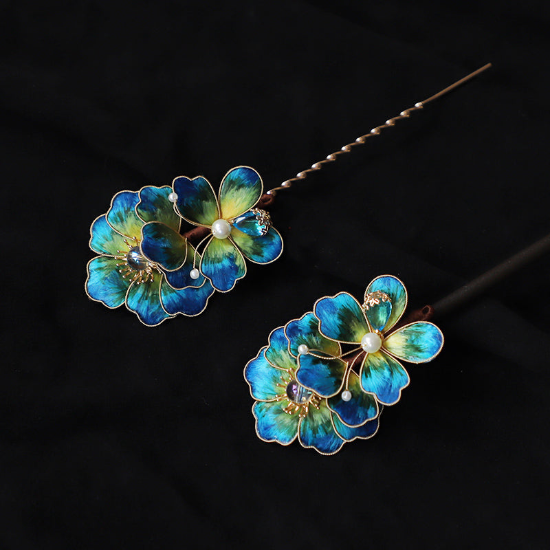 sticks for hair bun Chinese Jewelry Rong Hua Flower Hair Pin Stick