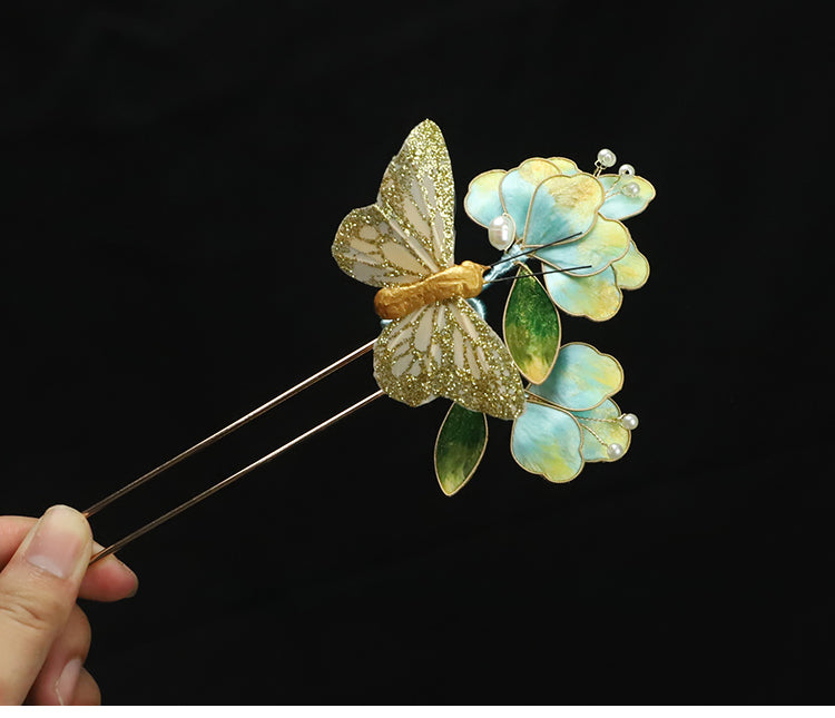 Ronghua Flower French Hair Pins Chinese Jewelry