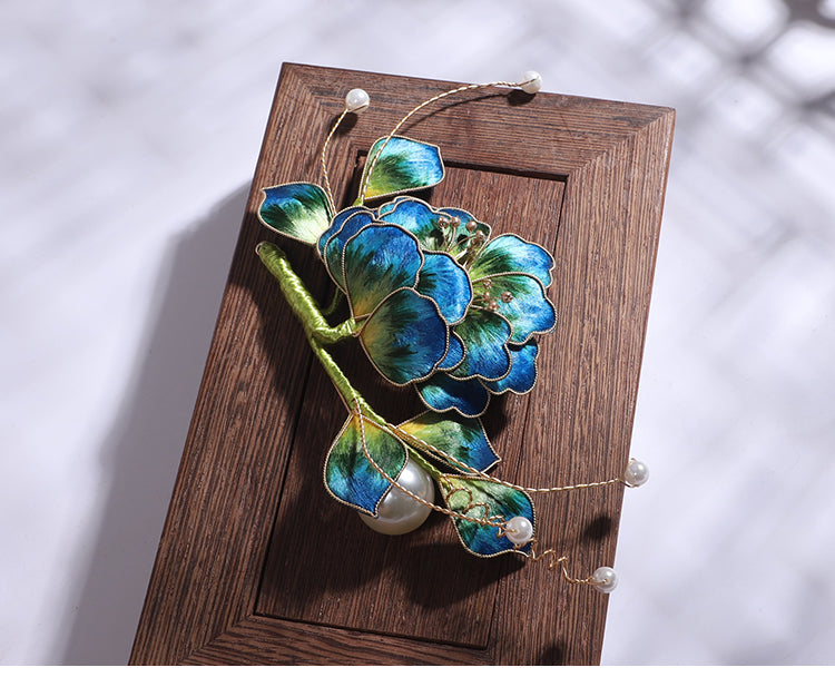 Ronghua Flower Pins Chinese Jewelry Blue Flower Brooch Pin Chinese Accessories 