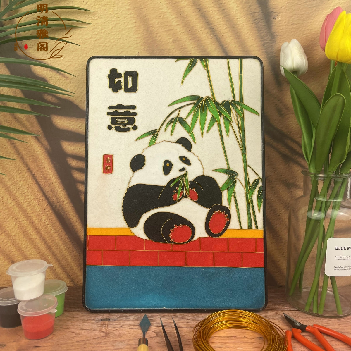 Cloisonne Painting DIY Art Kit panda bear wall art​ Panda Wallet Art Cloisonné Kit Chinese Cloisonné Art Kit