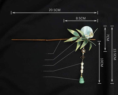 Chinese Hair Chopsticks Chinese Accessories Bamboo Leaves Wooden Hair Pin  Rong Hua Flower Chinese Hair Sticks 