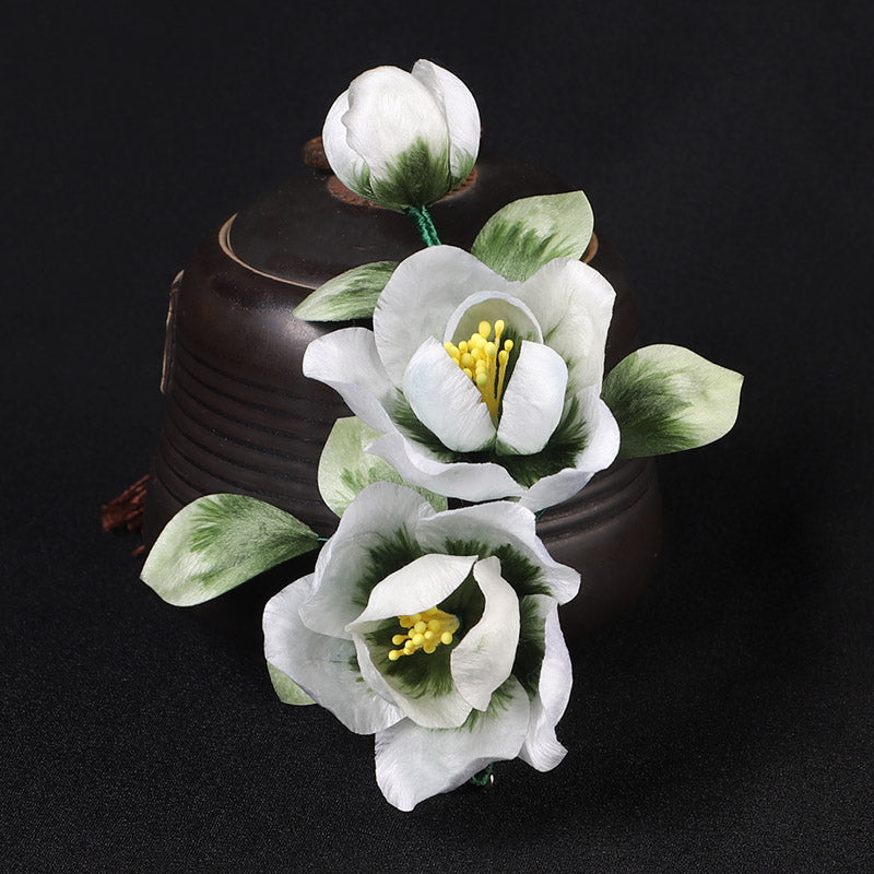 Green Flower Ronghua Flower Lapel Pins Chinese Jewelry 