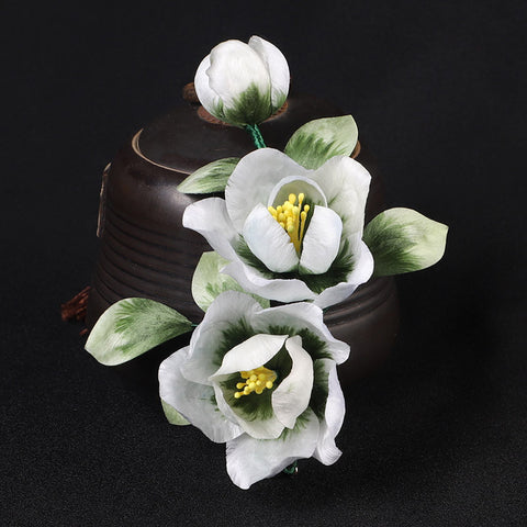 Green Flower Ronghua Flower Lapel Pins Chinese Jewelry 