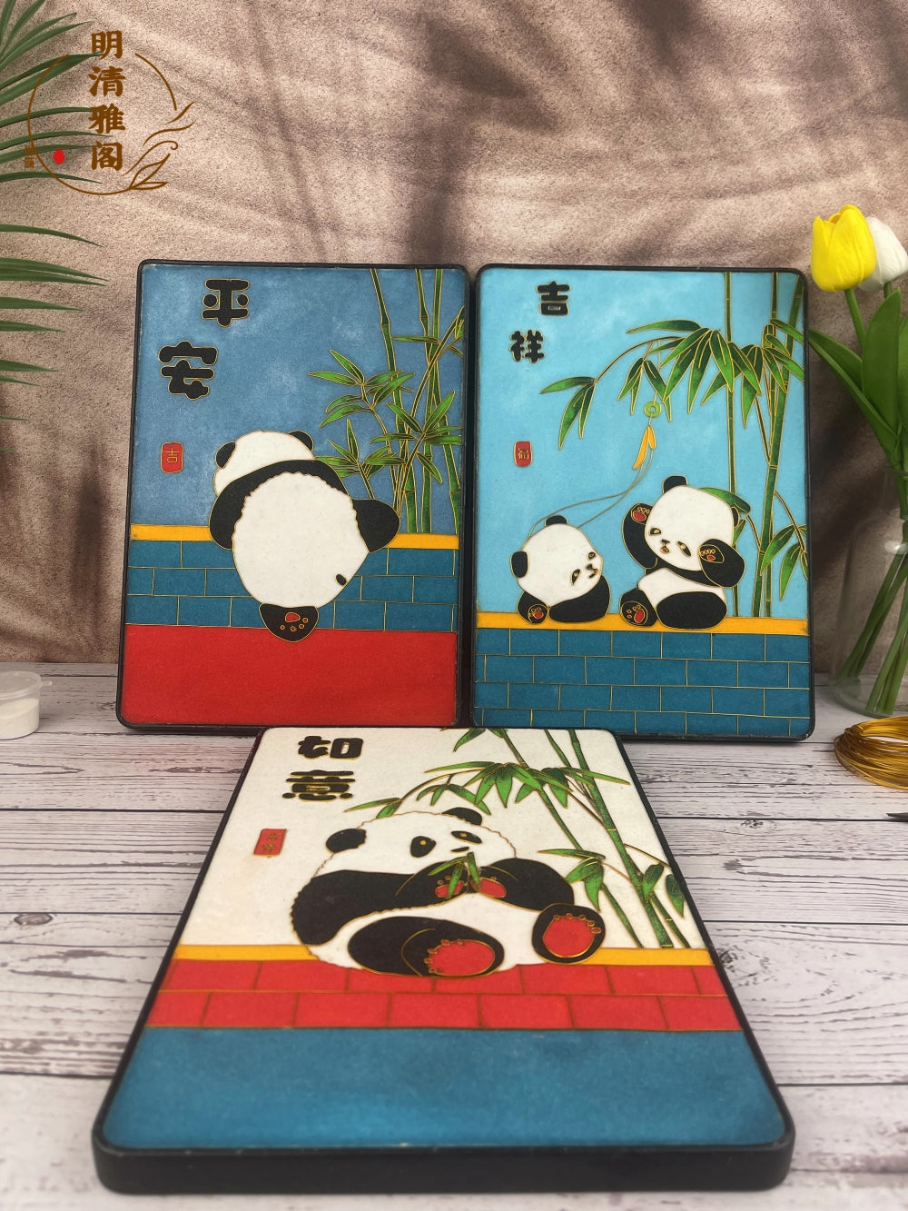 panda paintings Cloisonne Painting DIY Art Kit Panda Wallet Art Cloisonné Kit Chinese Cloisonné Art Kit