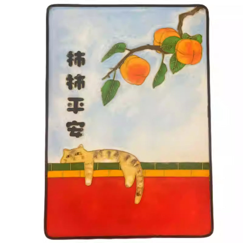 cloisonne artwork​ Cloisonné Painting DIY Art Kit Chinese Lunar Year Greetings with Cat Cloisonné Kit Chinese Cloisonné Art Kit 