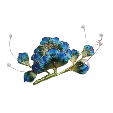 Ronghua Flower Pins Chinese Jewelry Blue Flower Brooch Pin Chinese Accessories 