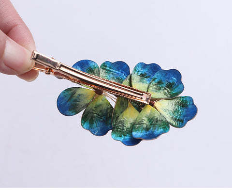 heavy duty alligator clips​ Blue Flower Alligator Hair Clips Chinese Hair Accessories Ronghua Flower Side Hair Clip Chinese Jewelry