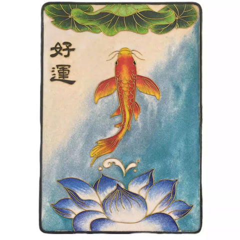 Cloisonne Painting DIY Art Kit Chinese Coy Fish Artwork Cloisonne Kit Chinese Cloisonne Art Kit