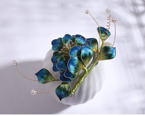 Ronghua Flower Pins Chinese Jewelry Blue Flower Brooch Pin Chinese Accessories 